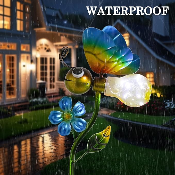 Bshine Solar Bee Outdoor Garden Decorative Lights, Waterproof Metal Stake Solar LED Lights Garden Decor Backyard, Pathway, Path, Lawn Ornaments for Woman Mom, Valentine's Day Outdoor Decor