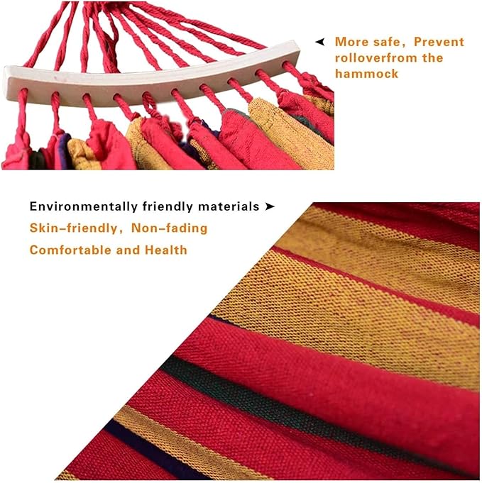 Outdoor Hammock, Portable Garden Hammock Sports Home Travel Camping Swing Canvas Stripe Hang Bed Hammock Double
