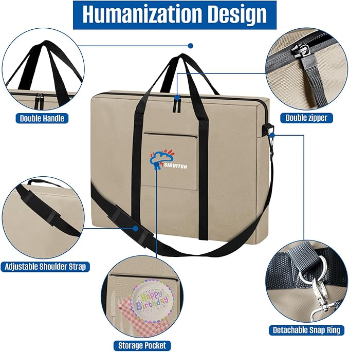 SIRUITON Folding Table Storage Bag, Portable 600D WaterProof Carry Bag for Folding Picnic/Camp Tables with Reinforcing Plate & Shoulder Strap, 36" D x 30" W x4.7 H Fits 6FT Folding Tables