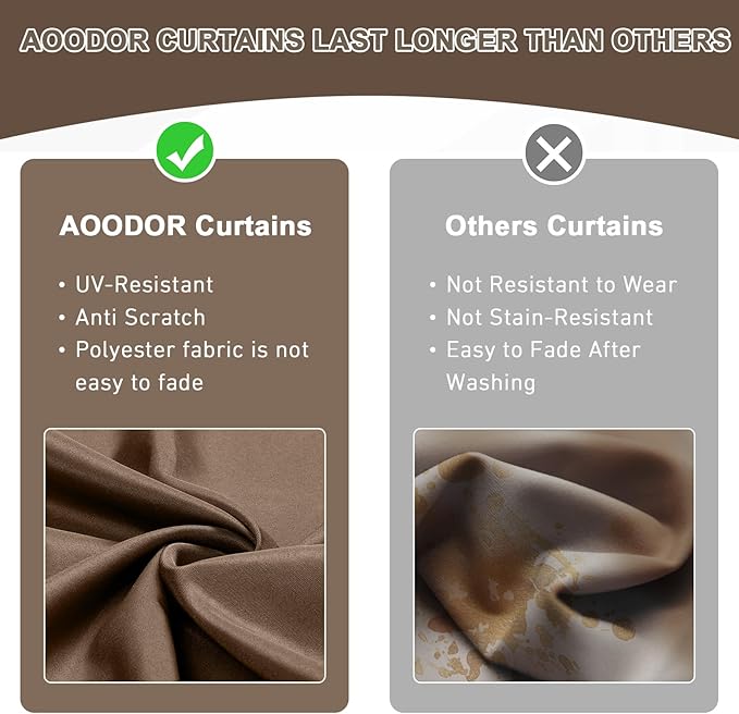 Aoodor 12x12 ft Outdoor Gazebo Curtains, 4 Panels Waterproof Privacy Sidewall Replacement with Zipper for Patio Pergola and Canopy, Brown and Khaki