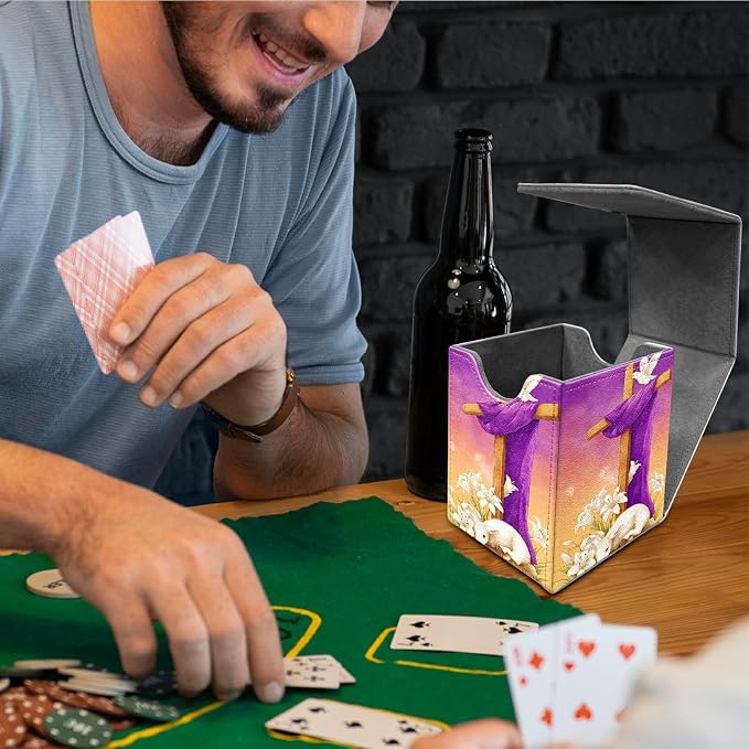 Goat Pigeon Card Deck Box for MTG, Personalized Card Storage Case Fits 120+ Sleeved Cards, Premium Leather TCG Box with Strong Magnetic Closure for Magic, CCG, PTCG, Baseball Cards