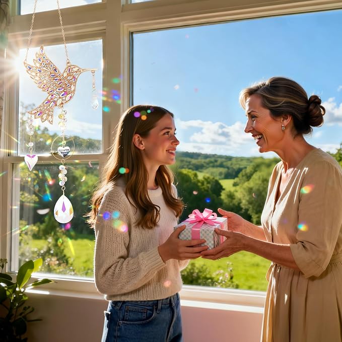 Hummingbird Gifts for Mom, Mom Gifts for Birthday Christmas from Daughter, Sun Catchers Indoor Window Outdoor Garden, Spring Home Decor Hummingbird Gift for Women Mother Grandma Bird Lovers