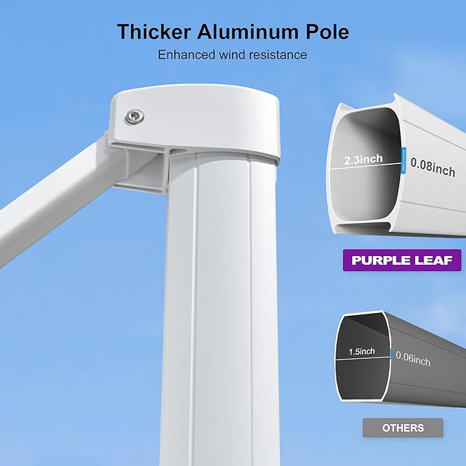 PURPLE LEAF 9' X 12' Right-left Tilt Patio Umbrella Swivel White Cantilever Umbrella with Tilt Aluminum Outdoor Umbrella with 360° Rotation for Deck Pool Garden, Beige