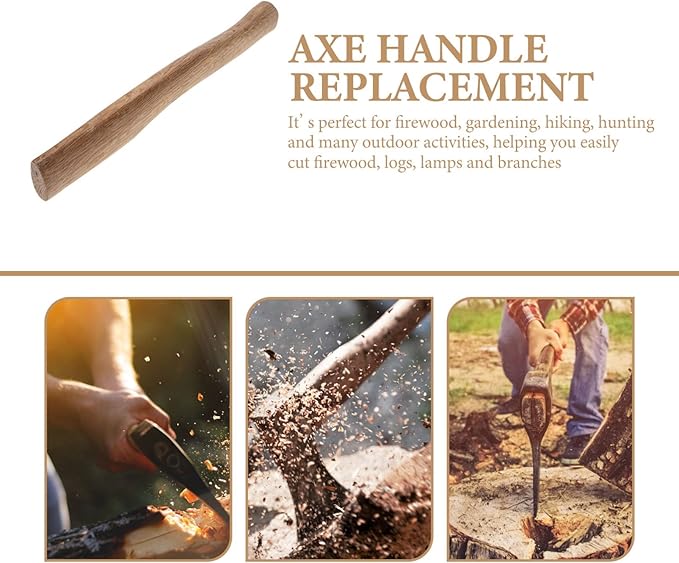 GANAZONO 15-Inch Replacement Axe Handle Beech Wood Straight Grip Handle for Hand Axe Outdoor Gardening Tool Repair