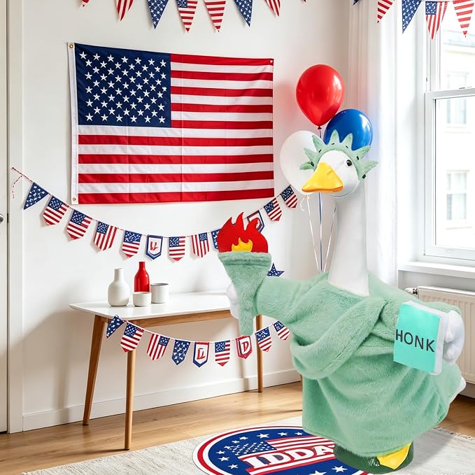 Statue of Liberty Porch Goose Outfit for 23 Inch Lawn Goose Patriotic 4th of July Costume for Cement & Plastic Goose Sculpture, Independence Day Goose Clothes for Garden Patio Yard Decoration