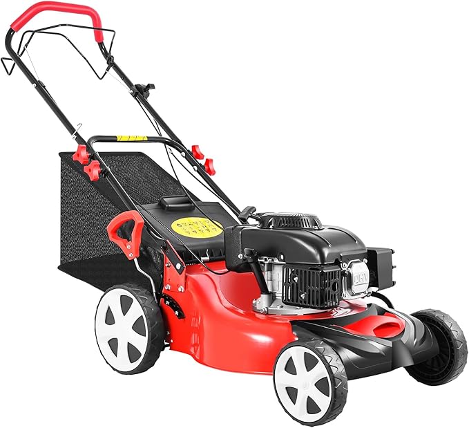 140CC Self-Propelled Lawn Mower, 5HP 4-Stroke Gas Lawn Mower with 8-Position Height 15.9-Gallon Bag Lightweight Grass Cutter for Yard & Garden 2800Rpm Pull Start