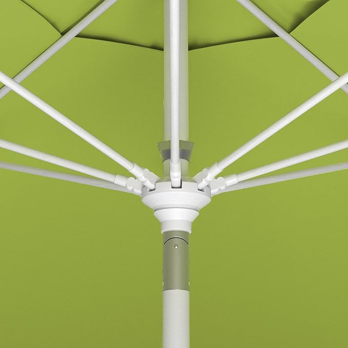 California Umbrella 11Ft Sunbrella Patio Umbrella, Fiberglass Ribs, Hand-Crank, Tilt-Collar, White Frame, Macaw Fabric