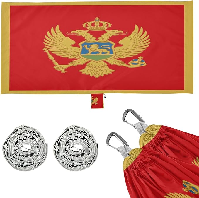National Flag of Montenegro Hammocks with Portabl Carry Bag Backyard Hammock for Indoor Outdoor Patio