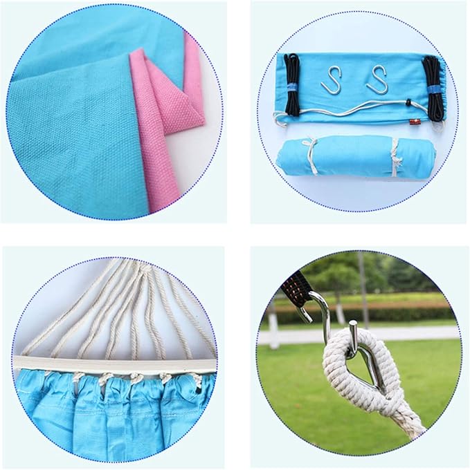 Camping Hammock Bed Hanging Camping Hammock Breathable Casual Anti-Rollover Lightweight Camping for Indoor Outdoor Travel Hiking Beach Hammock Swing (Color : Blue)