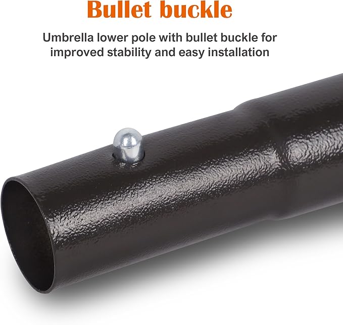 Blissun Umbrella Replacement Lower Pole, Aluminium Patio Umbrella Extension Bottom Pole Replacement with Bullet Buckle, Bronze - Exact Fit Umbrellas Only