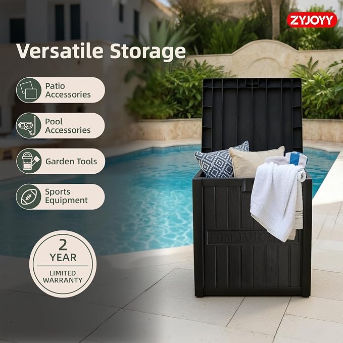 ZYJOYY Package Delivery Box for Outside-51 Gallon Parcel Drop Box with Lockable Secure, Waterproof Resin Lock Box for Porch, Curbside, Patio, Home