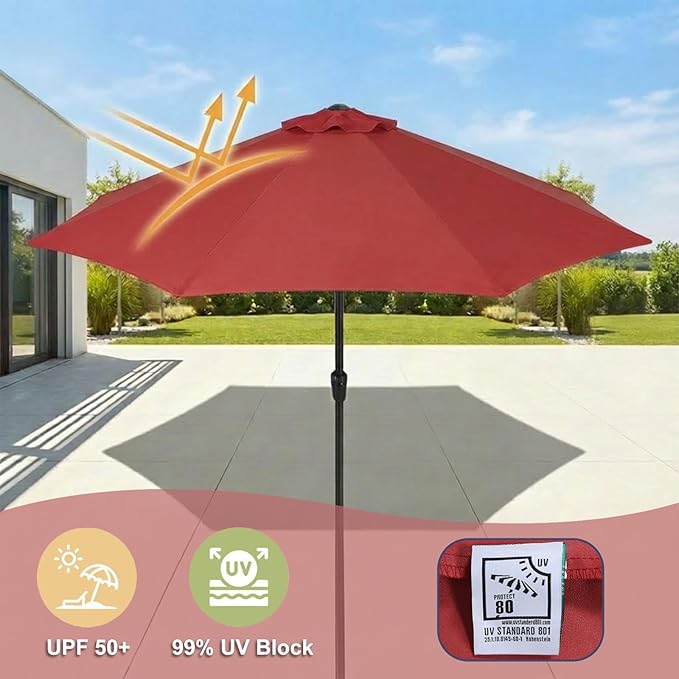 BPS Patio Umbrella Replacement Canopy for 9 ft 8 Ribs Table Umbrella, Outdoor Umbrella Replacement for Market Parasol, Canopy Only