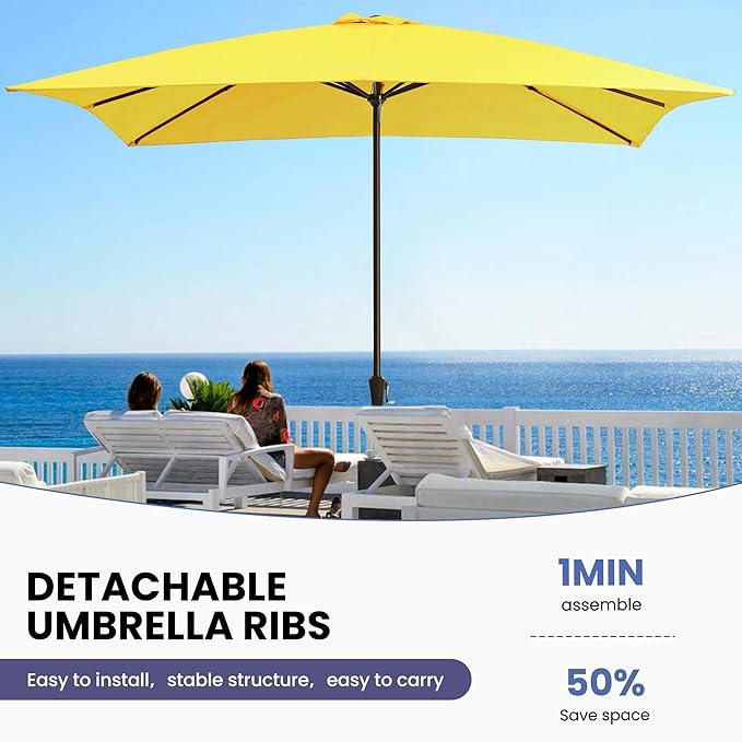 Ayge 8x10FT Large Rectangular Patio Umbrella Outdoor Table Umbrella w/Crank Rectangle Market Umbrella UV Protection for Garden, Deck,Lawn,Yard & Pool,Yellow