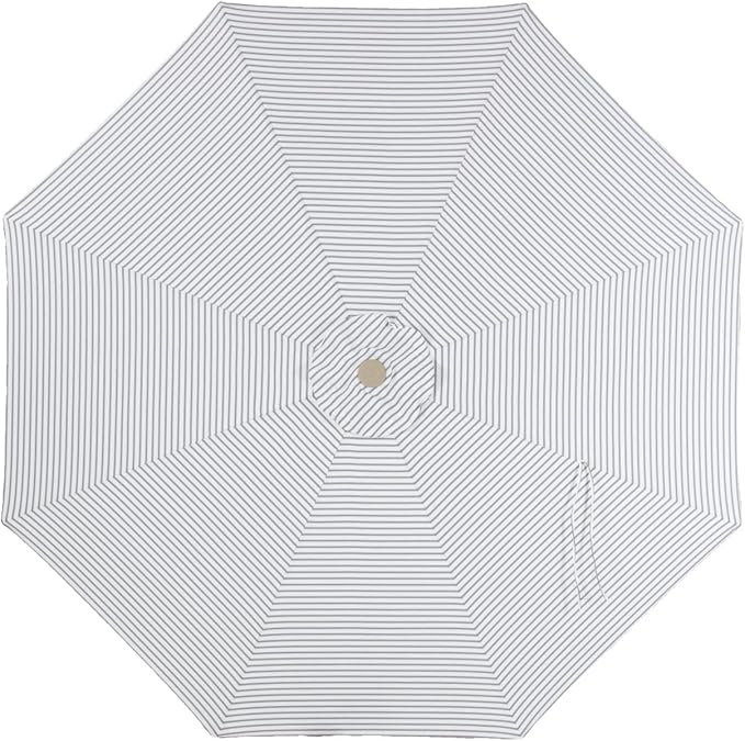 Tempera Striped Patio Umbrellas Outdoor Table Market Umbrellas with Crank & Pust Button Tilt|Auto-Tilt, 8 Steel Ribs, High Color-Fastness Canopy