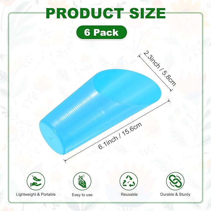 M METERXITY 6-Pack Bonsai Soil Scoops, Plastic Garden Soil Scoops Bucket Shovel Potting Scoopers for Transplanting/Flower Planting/Plant Succulent, Colorful Small Gardening Tools [Blue]