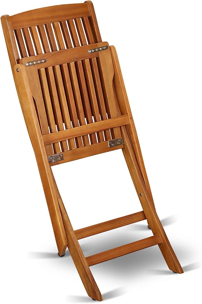 East West Furniture DICM7CWNA 7 Piece Patio Dining Set Consist of an Oval Outdoor Acacia Wood Table and 6 Folding Side Chairs, 36x60 Inch, Natural Oil