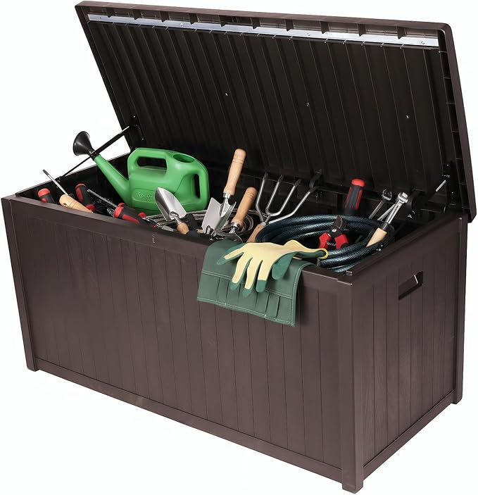 Outdoor Storage Box,Large Waterproof UV Resistant Deck Box,Lockable Storage Container for Patio Furniture Cushions Garden Tools and Pool Accessories