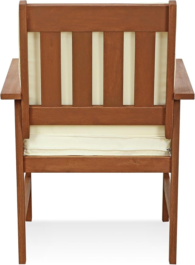 Furinno TIOMAN Patio Chair, Mediterranean Outdoor Lawn Chair, Armchair with Cushion, for Patio, Garden, Porch, Light Wood