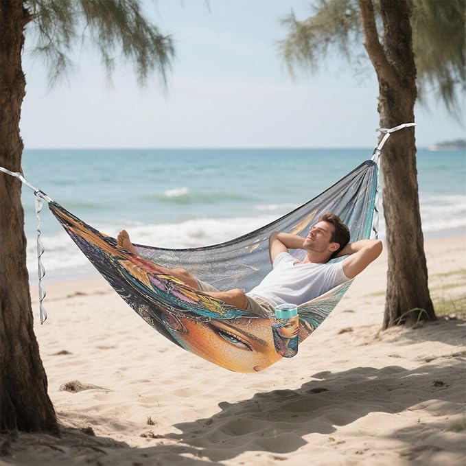 Ocean - Inspired Mermaid Muse Outdoor Hammock with Tree Straps Tree Hammock for Outside Beach Patio Garden