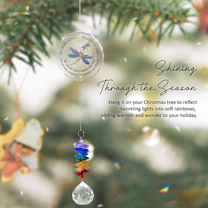 Memorial Suncatcher Ornament - Sympathy Gift for Loss of Loved One - Crystal Rainbow Maker - Bereavement Keepsake - Hanging Crystal Decor - Loss of Family Friend Pet