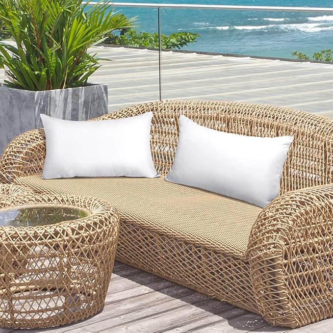 OTOSTAR Throw Pillow Inserts 16x24 Inch Outdoor Waterproof Pillow Stuffer Sham Rectangle Form Pillows Cushion Stuffer for Patio Furniture Cushion Bed Couch Sofa Decorative Pillows Inserts (Pack of 2)