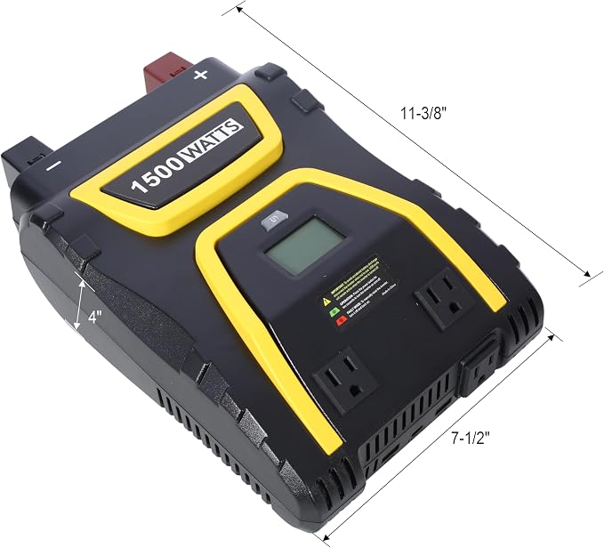 1500W Power Inverter 12V to 115V with LED Display, 3000W Peak Car Power Inverter for Truck RV Boat Modified Sine Wave with 3 AC Outlets and 3 USB Ports Inverter for Car and Emergency Power