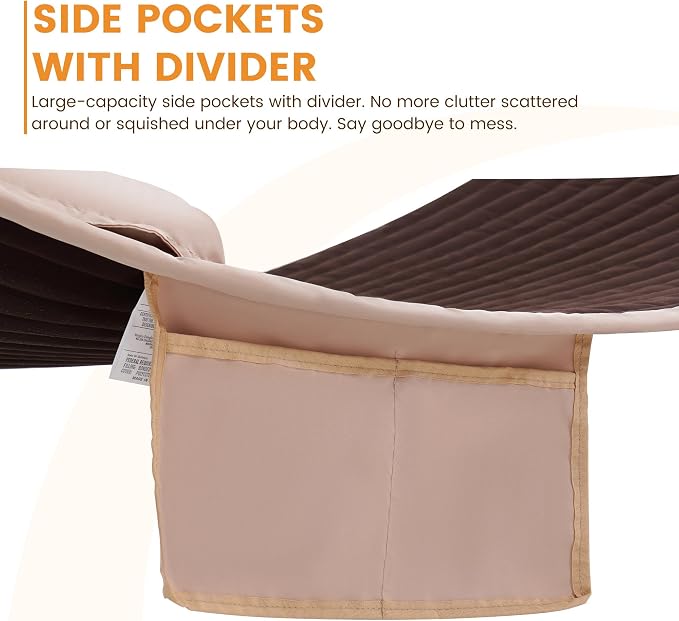 Lazy Daze Hammocks 2 Person Double Quilted Hammock with Spreader Bar, Detachable Pillow & Side Pocket, 450lbs Capacity for Patio Yard Garden Outdoor, Brown