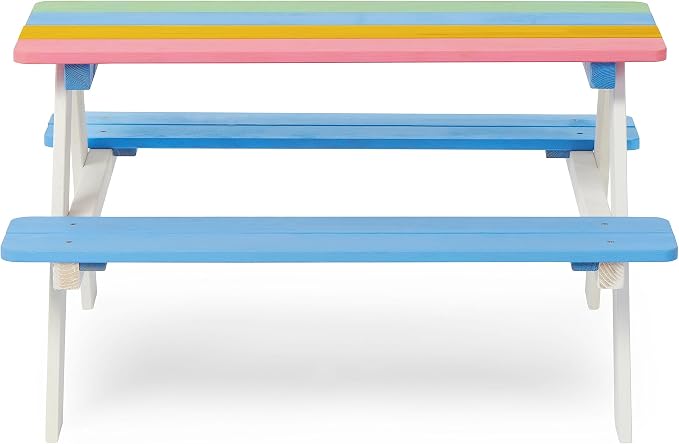 BTExpert Kids Picnic Table Wooden Child Children Activity Sensory Chair Bench Set - Wood