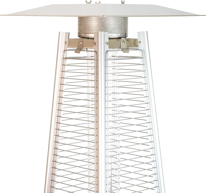 Flash Furniture Outdoor Patio Heater with Wheels - Silver - 42,000 BTU - 7.5 Feet Tall - Stainless Steel - For Residential and Commercial Use