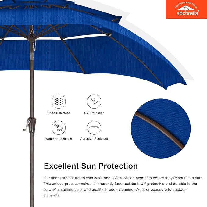 ABCCANOPY 5-Year 10-Year No Fading 9FT 3 Tiers Patio Umbrella, Outdoor Table Umbrella with 8 Sturdy Ribs for Deck, Backyard, Garden, Yard
