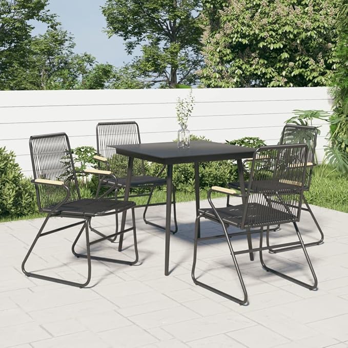 Patio Furniture Sets,Outdoor loveseat,Patio Conversation Sets,5 Piece Patio Dining Set Black PVC RattanSuitable for Patio, Garden, Gazebo Low