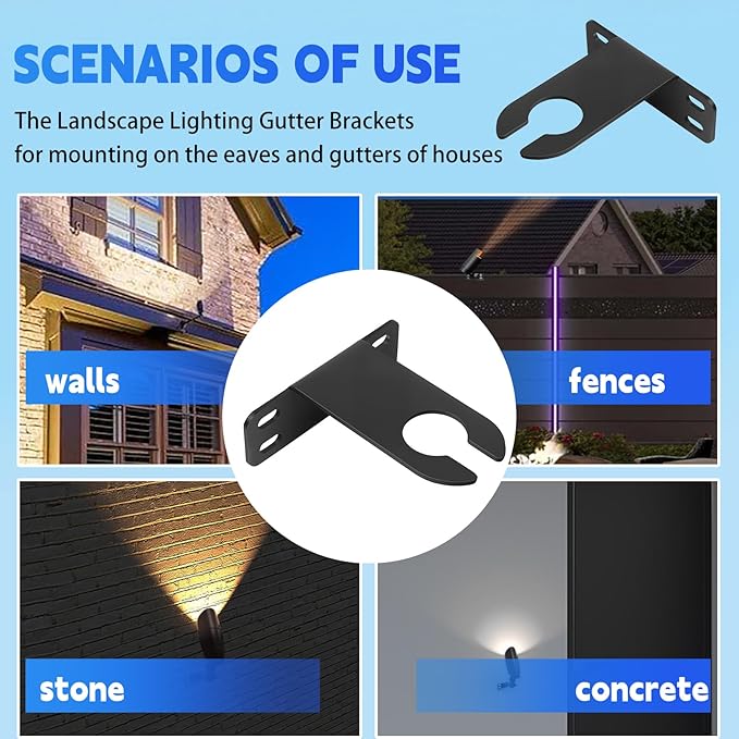 Landscape Lighting Gutter Brackets, for WAC Landscape Lighting Mount - 3 PK