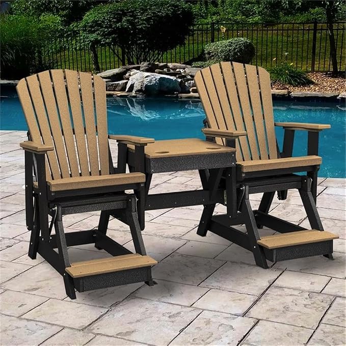 OS Home and Office 516CBK-K Double Balcony Height Glider with Center Table