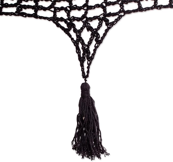 Novica Handmade Mirage in Black Cotton Rope Hammock (Double)