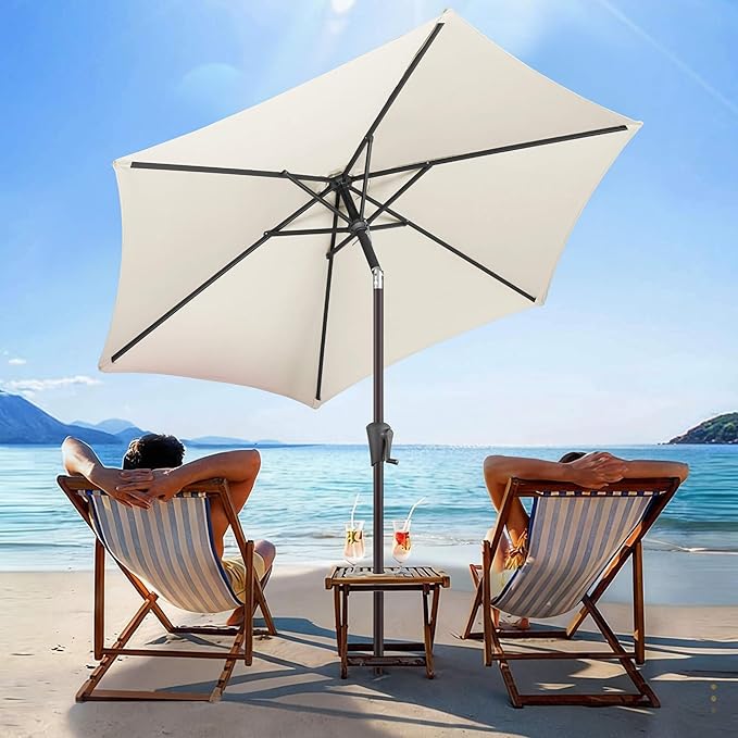 7.5FT Outdoor Patio Umbrella - Table Umbrella Waterproof UV Protection, Sombrillas de Patio with Push Button Tilt, Sun Umbrella for Pool, Porch, Garden, Deck, Backyard (Ivory)