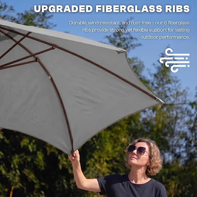 7.5ft Patio Umbrella, Outdoor Table Market Umbrella with Smooth Crank Lift, 6 Windproof Fiberglass Ribs, UPF50+ UV Protection for Deck, Pool, Garden and Backyard