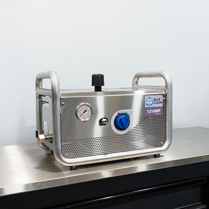 AR Blue Clean 1210 WP Pressure Washer Stainless Steel Wall Mount | 2.2 GPM 1350 PSI | The Clean Garage