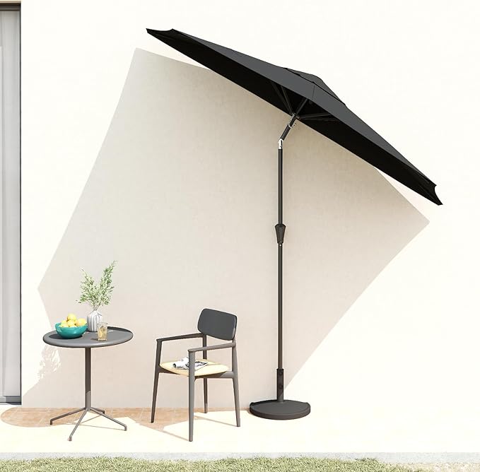 Helios&Hestia 9 ft Small Half Round Wall Outdoor Market Patio Umbrella with Tilt and Crank for Garden, Deck, Balcony
