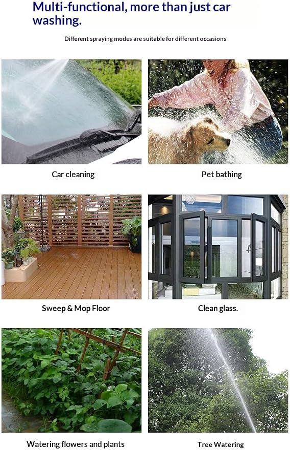 Pressure Washer Aquoxis, Handheld Power Washer with 360° Rotating Nozzle, 3 Spray Modes, Stainless Steel Universal Hose Fit, Tool-Free Installation, Lightweight for Car Patio Outdoor Cleaning