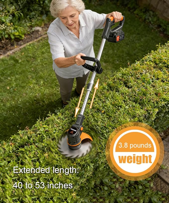 21V Battery Weed Wacker Cordless – 650W Motor & 6000 RPM Battery Powered Weed Wacker Eater with 2X 2.0Ah Batteries, Powerful Electric Weed Wacker Cordless for Effortless Garden & Lawn Care