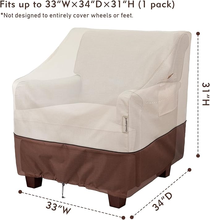 Patio Furniture Covers Waterproof,Outdoor Chair Covers Clearance,Lawn Chair Deep Seat Cover,Fits up to 33" W x 34" D x 31" H inches(1 Pack)