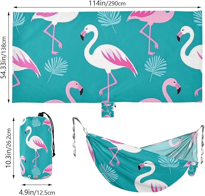 Elegant Animal Flamingo Peach Cyan 330lb Capacity Hammocks with Hanging Rope Cloth Hammock for Indoor Outdoor Patio soporte para hamacas para adultos