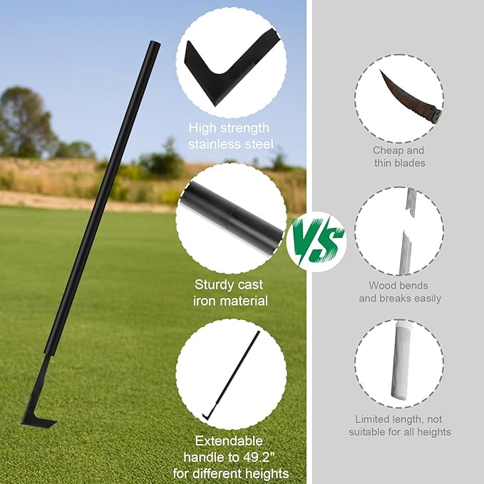 Hanaoyo 49.2” Long Handle Crack Weeder, 3 Adjustable Length Crevice Weeding Tool Manual Weeder Puller for Sidewalk, Paver, Wall Gaps, Lawn Yard Gardening Tool (Black)