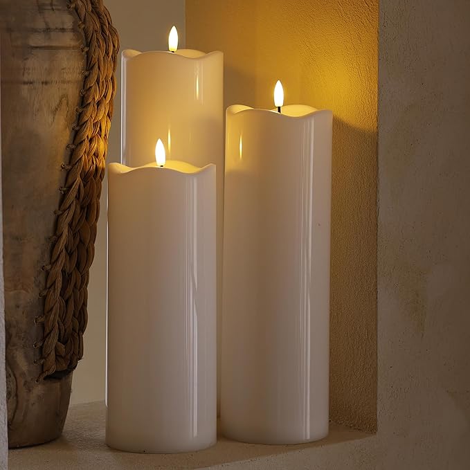 4" x12" Outdoor Flameless Candles Waterproof, Large Battery Operated Candles with Remote, Plastic Flickering Fake Pillar Candles for Garden Patio Porch Home Party, White 1Pack
