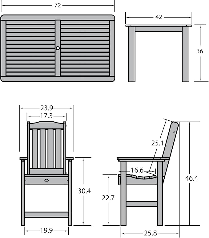 highwood Lehigh 7pc Counter Height Patio Dining Set 72" x 42", Harbor Gray