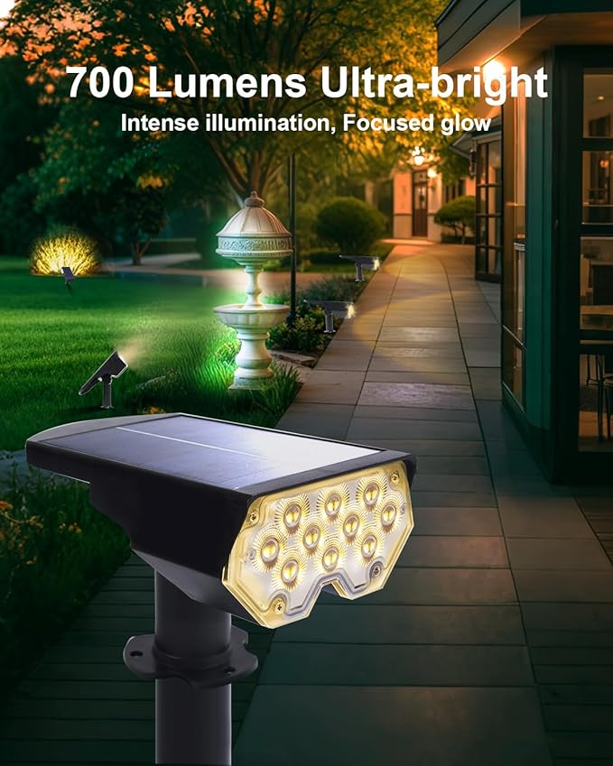 1 Pack Solar Powered Outdoor Spot Lights Outside Waterproof 20 LEDs Landscape Spotlights Dusk to Dawn for House Yard Tree, Plants, Walls, Path, Garden, Statues, Superior Accent Lamp Warm White