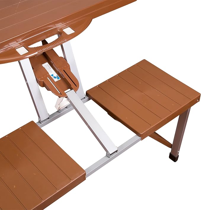 Stansport Picnic Table and Umbrella Combo - Brown