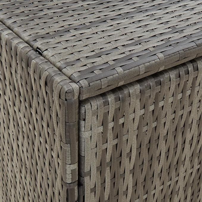 Outdoor Garden Storage Cabinet, Weather-Resistant PE Rattan Storage Box with 270 Degree Swing Doors, Grey Waterproof Deck Organization Bin for Patio, Backyard, and Terrace