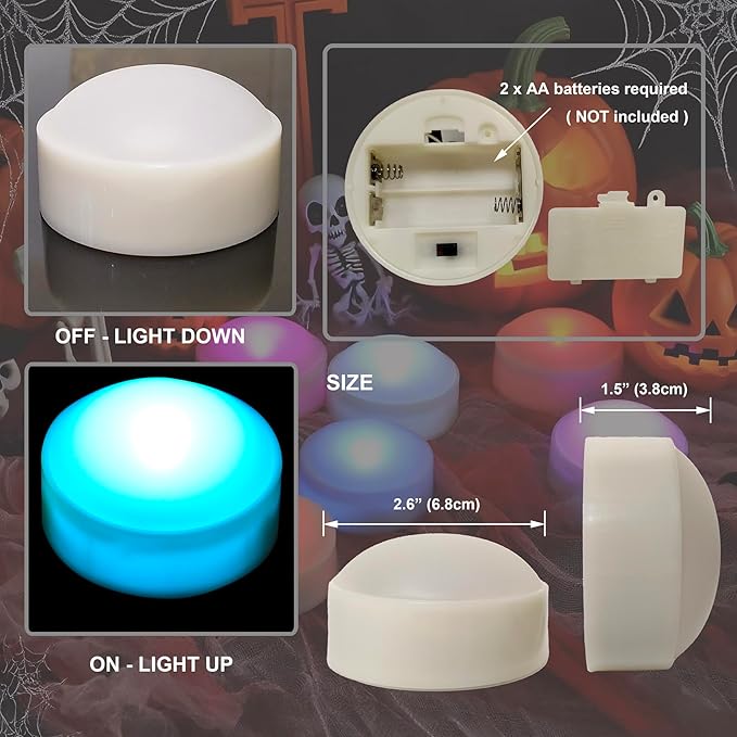 2 PCS Color Changing Halloween LED Pumpkin Candle Lights with Remote and Timer Battery Operated Colored Flameless Candle Set Bulk for Jack-O-Lantern Décor Halloween Party Home Spooky Decorations