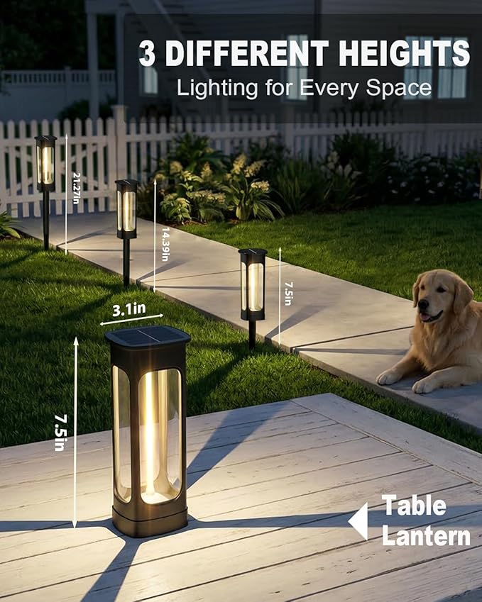 Solar Pathway Lights Outdoor - IP55 Waterproof Solar Lights Outdoor with 3000K Warm White LED, Outdoor Solar lights for Yard Patio Garden Driveway Landscape Lighting, Housewarming Gift New Home Decor